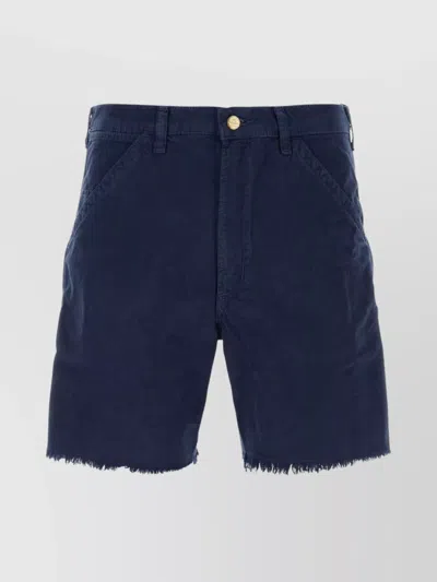 Polo Ralph Lauren Frayed Hem Bermuda Shorts In Blue