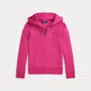 Polo Ralph Lauren Kids' French Terry Full-zip Hoodie In College Pink W/ Navy Pp