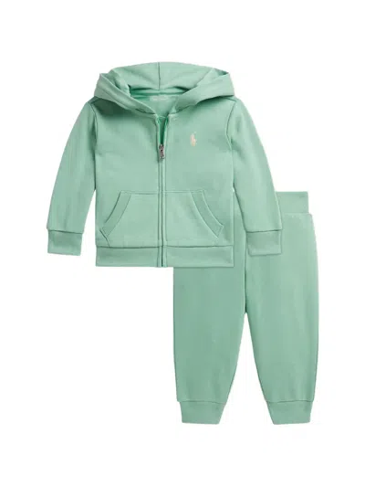 Polo Ralph Lauren Babies' French Terry Full-zip Tracksuit Set In Green