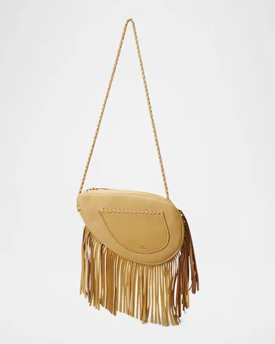 Polo Ralph Lauren Fringe Leather Crossbody Bag In Cashmere