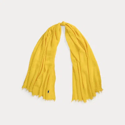 Polo Ralph Lauren Fringe-trim Crinkled Scarf In Yellow