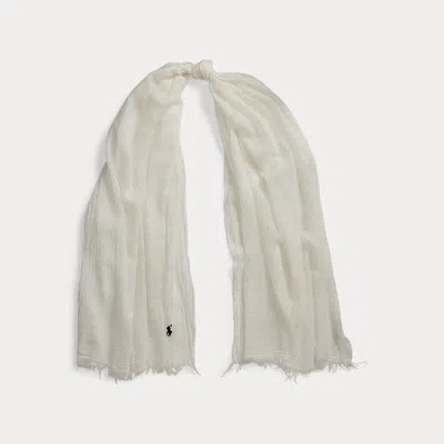Polo Ralph Lauren Fringe-trim Crinkled Scarf In White