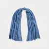 Polo Ralph Lauren Fringe-trim Crinkled Scarf In Blue