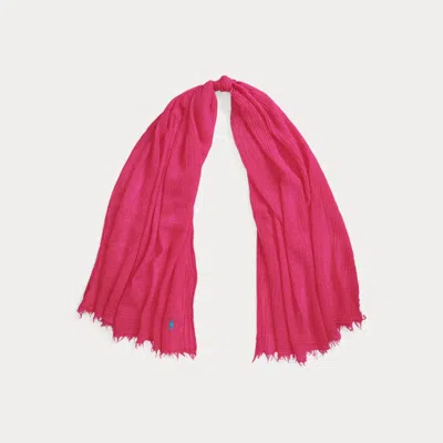 Polo Ralph Lauren Fringe-trim Crinkled Scarf In Pink