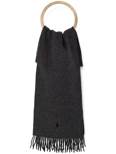 Polo Ralph Lauren Fringe-trim Scarf In Black