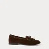 Polo Ralph Lauren Fringe-trim Suede Loafer In Chocolate