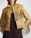 Polo Ralph Lauren Fringe Waxed Leather Jacket In Tan