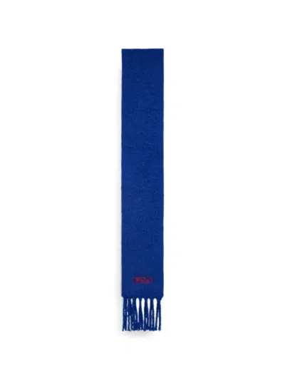 Polo Ralph Lauren Fringed Brushed Scarf In Blue