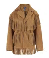 Polo Ralph Lauren Suede Jacket With Fringes And Large Pockets In Brown