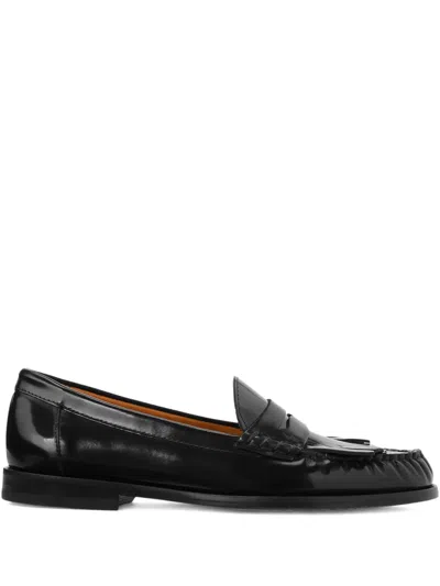 Polo Ralph Lauren Fringed Leather Loafers In Black