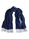 Polo Ralph Lauren Fringed Motif Scarf In Blue