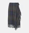 Polo Ralph Lauren Fringed Plaid Wool-blend Wrap Skirt In Multicolor