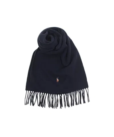 Polo Ralph Lauren Fringed Scarf In Black