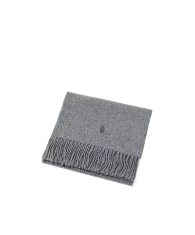 Polo Ralph Lauren Fringed Scarf In Gray