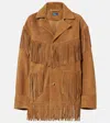 Polo Ralph Lauren Fringed Suede Coat In Brown
