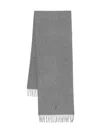 Polo Ralph Lauren Fringed Wool Scarf With Subtle Logo Detail In Gray