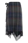 Polo Ralph Lauren Fringed Plaid Wool-blend Wrap Skirt In Multicolor
