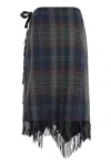 Polo Ralph Lauren Fringed Plaid Wool-blend Wrap Skirt In Multicolor