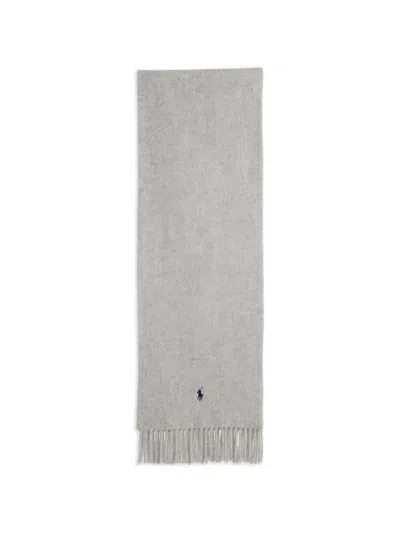 Polo Ralph Lauren Fringe-trim Scarf In Gray