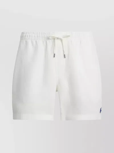 Polo Ralph Lauren Front Flat Shorts Elastic Waistband In White