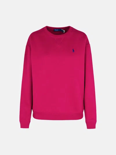 Polo Ralph Lauren Fuchsia Cotton Blend Sweatshirt In Pink