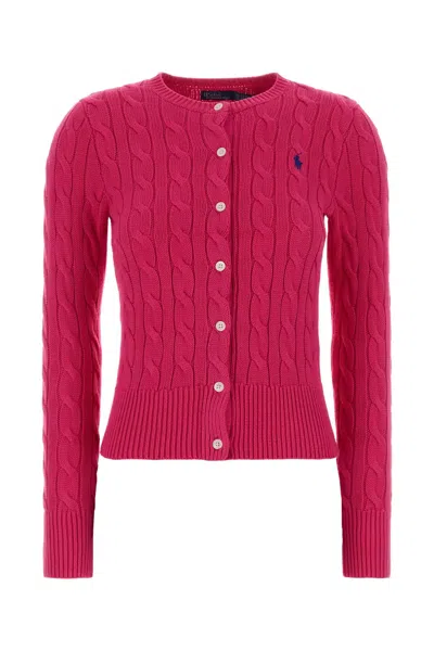 Polo Ralph Lauren Fuchsia Cotton Cardigan In Pink
