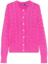 Polo Ralph Lauren Fuchsia Knit Cardigan With Logo