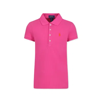 Polo Ralph Lauren Kids' Fuchsia Polo Shirt For Girl With Horse
