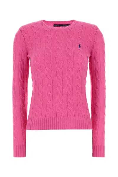 Polo Ralph Lauren Fuchsia Wool Blend Sweater In Pink
