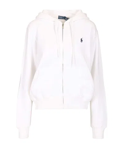 Polo Ralph Lauren Full-zip Drawstring Hoodie In White