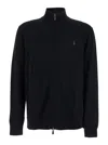 Polo Ralph Lauren Black Cardigan With High Neck And Pony Embroidery On The Front In Black