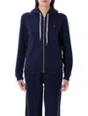 Polo Ralph Lauren Textured Cable Knit Cotton Sweatshirt With Zip Fastening In Blue