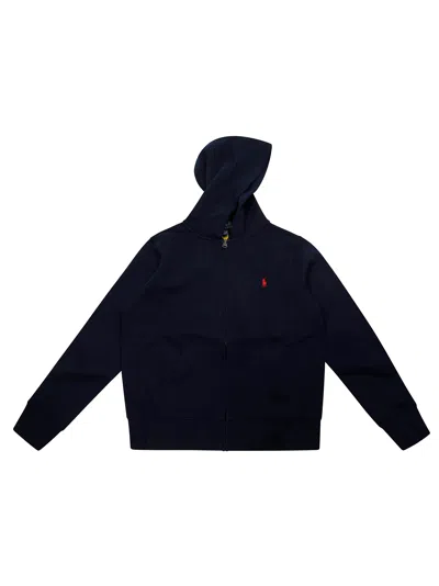 Polo Ralph Lauren Full Zip Hoodie Sweatshirt For Kids In Blue