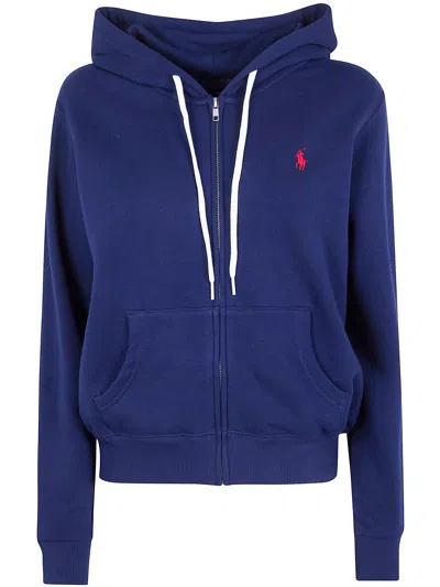Polo Ralph Lauren Full Zip Hoodied Sweatshirt In Blue
