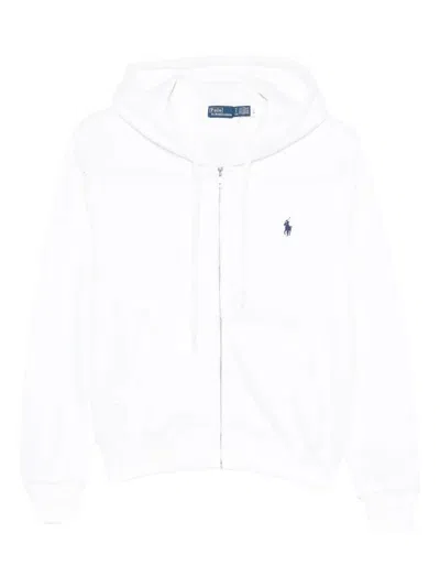 Polo Ralph Lauren Full Zip Hoodied Sweatshirt In White