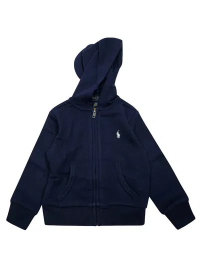 Polo Ralph Lauren Full Zip Mini Hoodie Sweatshirt In Blu