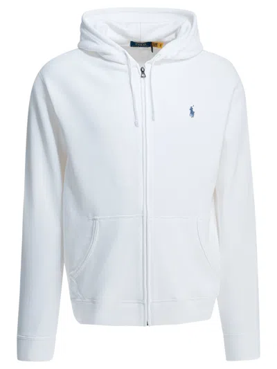 Polo Ralph Lauren Hooded Full Zip Long Sleeves Sweatshirt In White