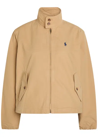 Polo Ralph Lauren Funnel-neck Canvas Jacket In Brown