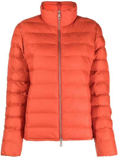 Polo Ralph Lauren Funnel-neck Quilted Jacket In Orange