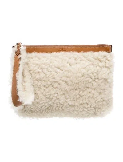 Pre-owned Polo Ralph Lauren Fur Clutch In Neutrals