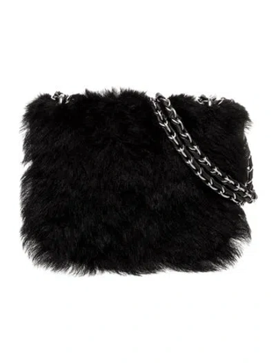 Pre-owned Polo Ralph Lauren Fur Shoulder Bag In Black