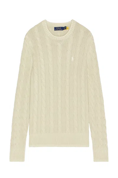 Polo Ralph Lauren Garment Dyed Cable Knit Crewneck Sweater In Natural Gmd