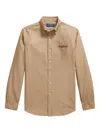 Polo Ralph Lauren Garment Dyed Long-sleeve Sport Shirt In Brown