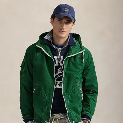Polo Ralph Lauren Garment-dyed Twill Hooded Jacket In Antique Green