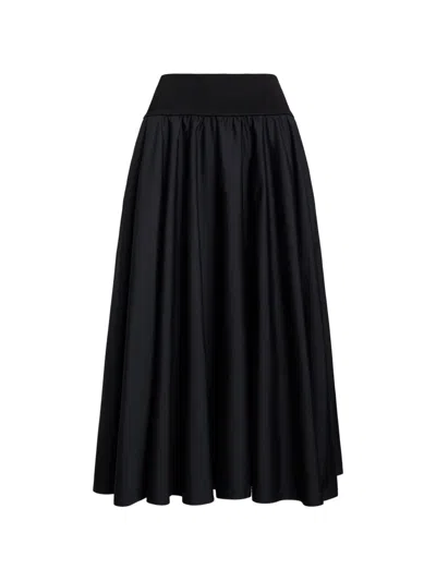 Polo Ralph Lauren Gathered A-line Midi Skirt In Black