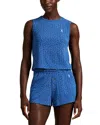 Polo Ralph Lauren Gathered Waist Boxer Pajama Set In Blue
