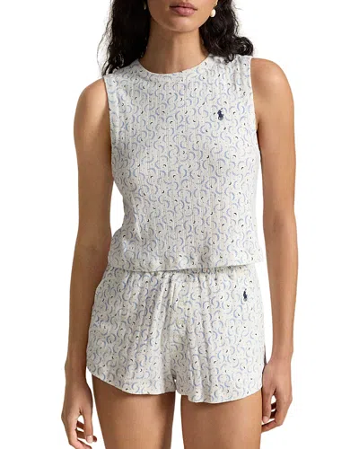 Polo Ralph Lauren Gathered Waist Boxer Pajama Set In White