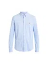 Polo Ralph Lauren Geometric Oxford Mesh Long Sleeve Shirt In Harbor Island Blue
