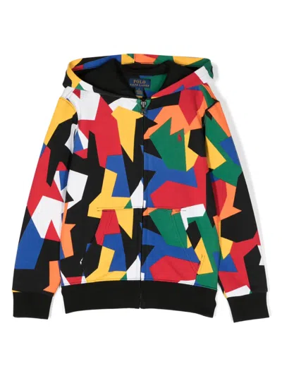 Polo Ralph Lauren Kids' Geometric-print Zip-up Hoodie In Blue