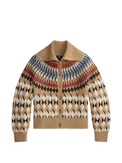 Polo Ralph Lauren Geo-motif Wool-cashmere Cardigan In Camel Multi In Brown